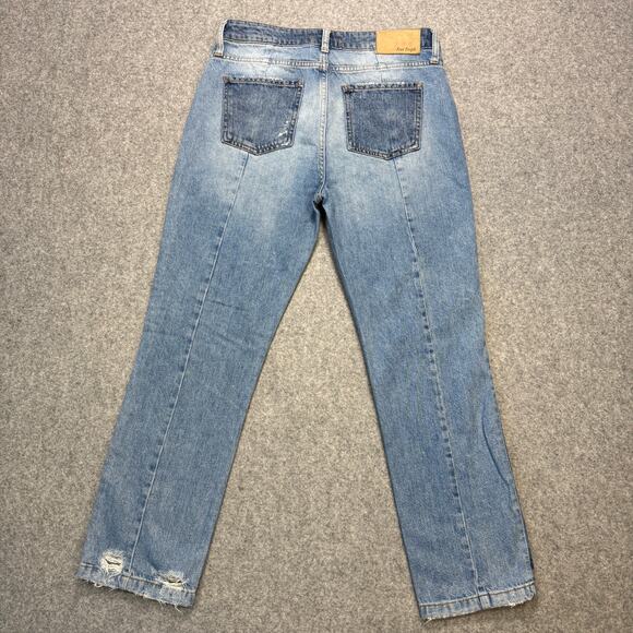 Women's Free People Distressed Patchwork Straight Leg Denim Jeans Size 29 - Picture 9 of 9